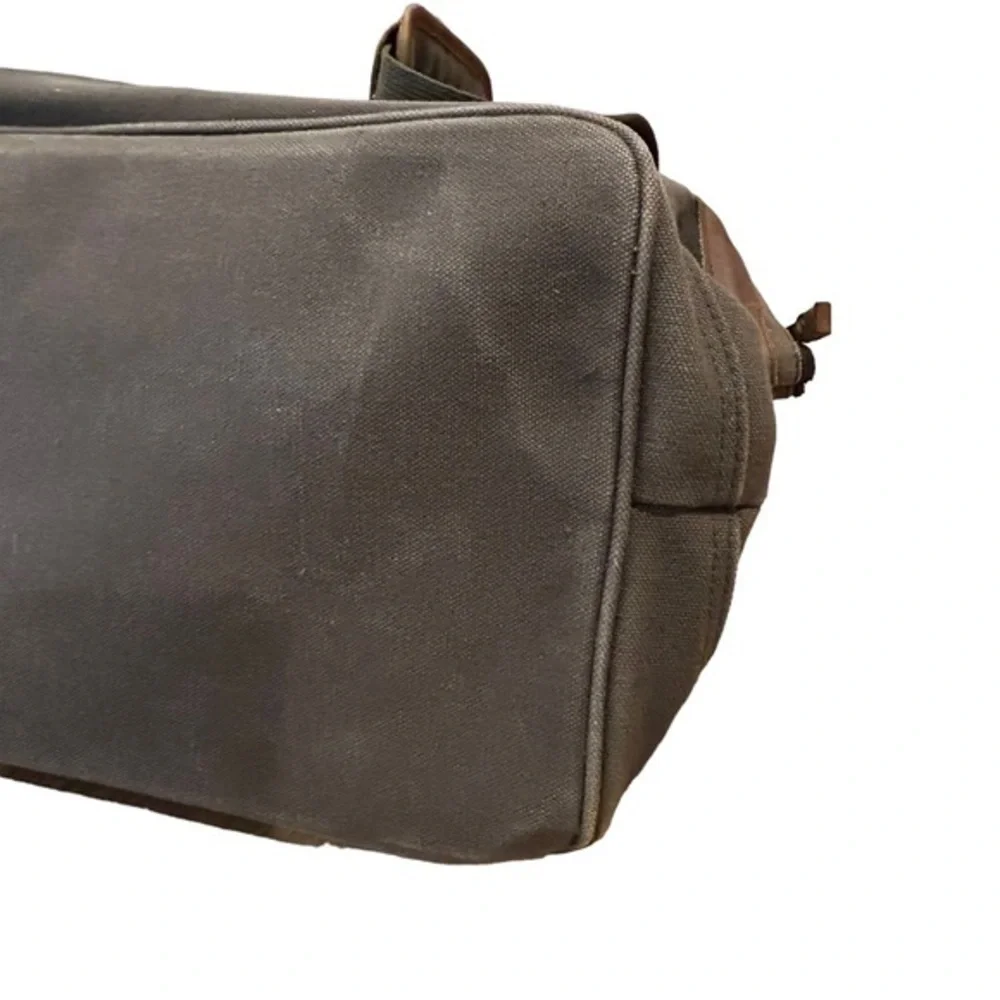 Vintage HIGH SIERRA Mens Brown Green Canvas Leather Flight Large Duffel‎ Bag